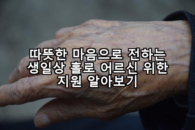따뜻한 마음으로 전하는 생일상 홀로 어르신 위한 지원 알아보기